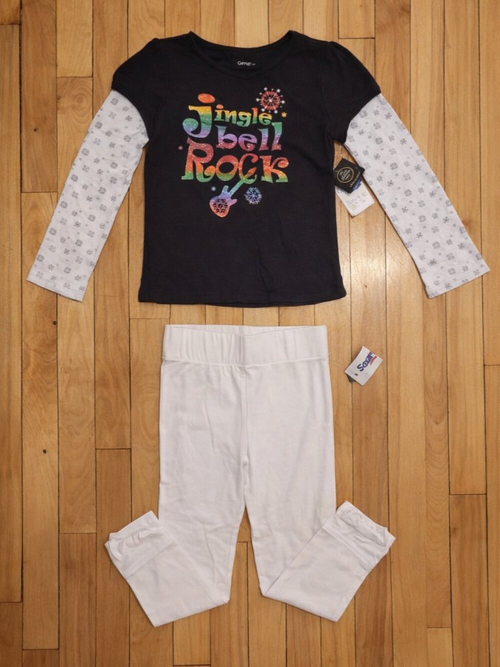 NWT 2pcs Lot/Bundle Long Sleeve Top Tee Shirt T-Shirt + White Leggings size 6/6T
